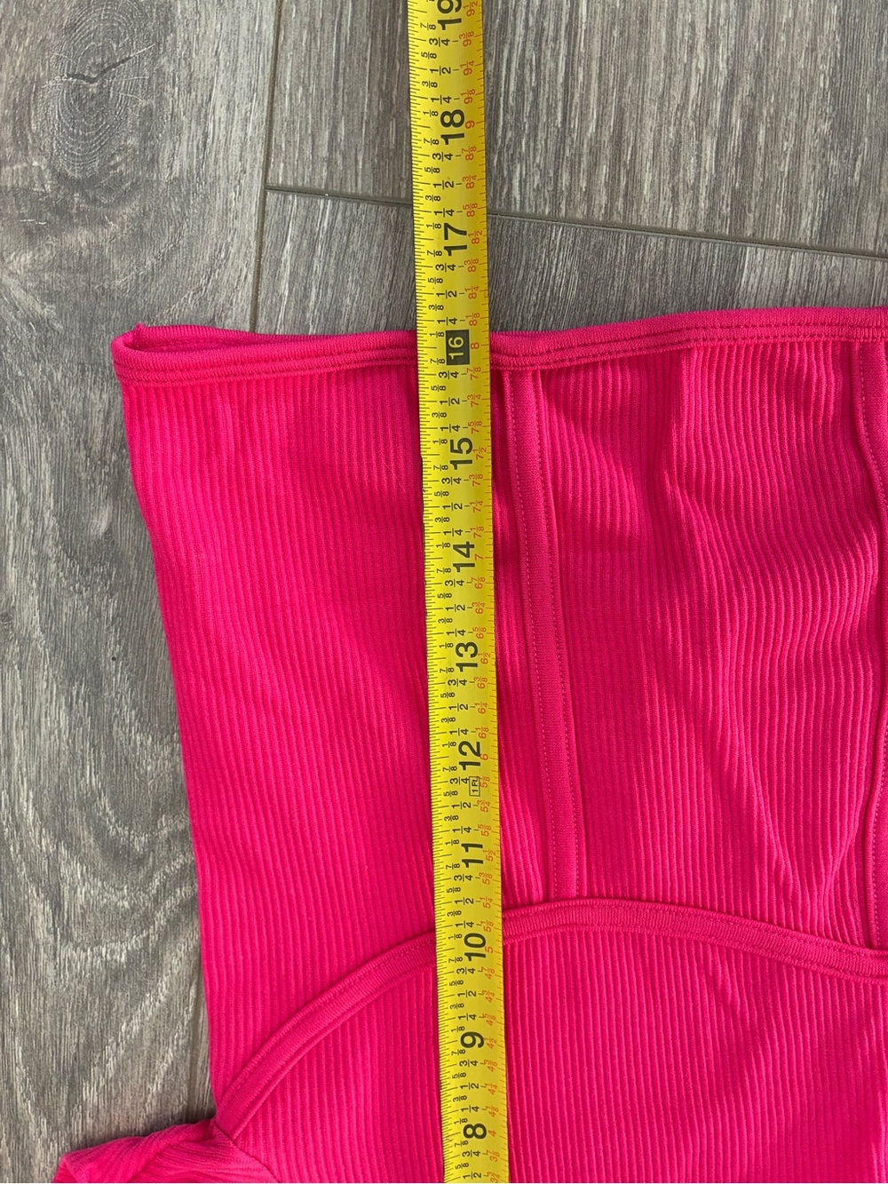 Hot Pink Ribbed Scoop Neck Crop Top - Picture 7 of 7